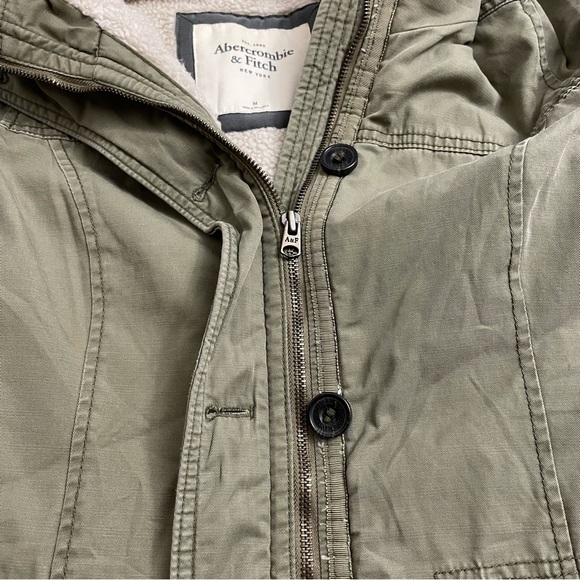 Abercrombie & Fitch Sherpa Lined Utility Jacket Y2K Olive Green Women’s Medium - Picture 4 of 11